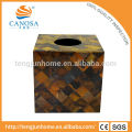 Brown Square TISSUE BOX COVER Cow horn